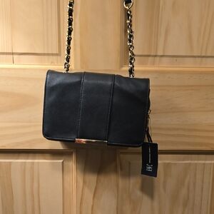 INC International Concepts Black Crossbody Bag with Gold Chain
